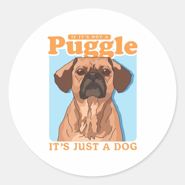 Pegatina Redonda Dueño de perro Puggles es una copia de Puggles (Anverso)