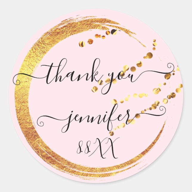 Pegatina Redonda Dulce 16 Gracias Salvar El Pastel Rosa De La Fecha (Anverso)