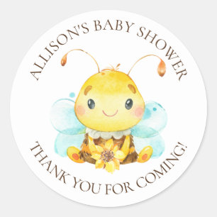 Pegatina Redonda Dulce Abeja Baby Shower Gracias