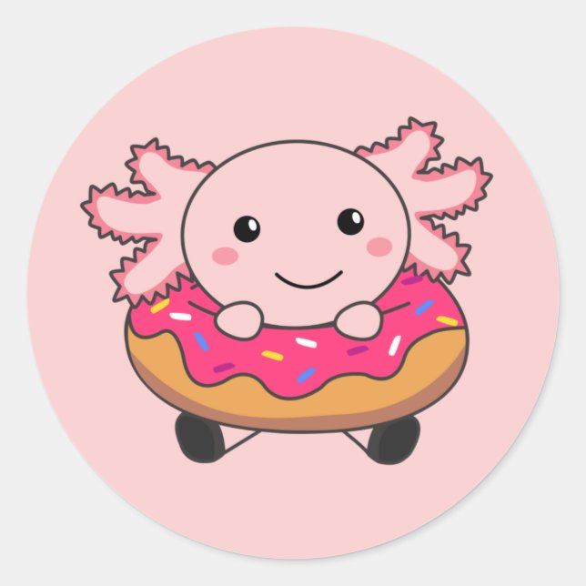 Pegatina Redonda Dulce Axolotl Ley de Vándalos Donut Ronda Clásica  (Anverso)