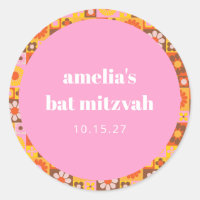 Dulce Batz Mitzvah personalizado floral retro rosa