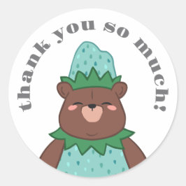 Pegatina Redonda Dulce Blue Strawberry Bear Baby Shower Gracias