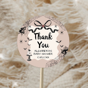 Pegatina Redonda Dulce Boo Baby Shower Gótico de Halloween
