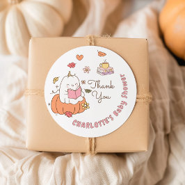 Pegatina Redonda Dulce Boo Libros Caprichosos Rosa Baby Shower