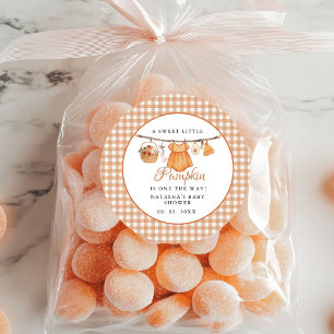 Pegatina Redonda Dulce Calabaza Caída Ducha bebé