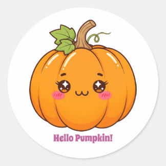 Pegatina Redonda Dulce Calabaza Sonriente de Dibujos Animados Kawai