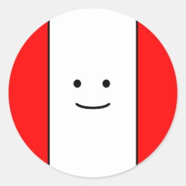 Pegatina Redonda Dulce Cara Sonriente Brillante Rayos Bordes Rojos 