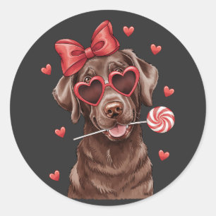 Pegatina Redonda Dulce Chocolate Labrador Recuperador Lollipop Vale