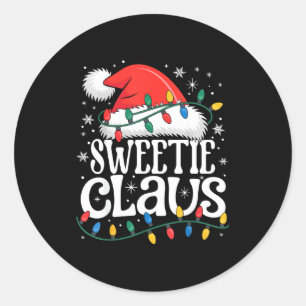 Pegatina Redonda Dulce Claus divertido Navidad Navidad Abuela Fiest
