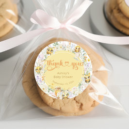 Pegatina Redonda Dulce como Bee Bumble Bee Baby Shower Gracias