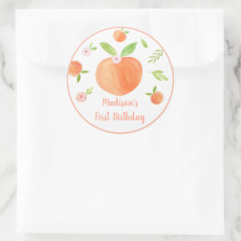 Pegatina Redonda Dulce como Cumpleaños De Peach