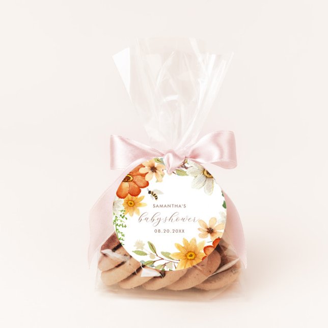 Pegatina Redonda Dulce como puede ser | Baby Shower de primavera fl (Subido por el creador)