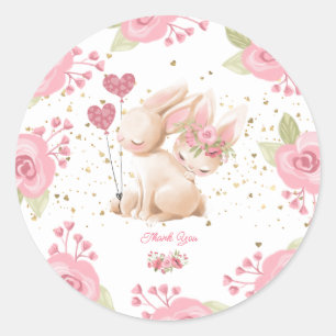 Pegatina Redonda Dulce conejita bebé ducha