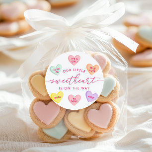 Pegatina Redonda Dulce Corazoncito Cumpleaños de Candy Hearts