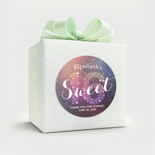 Pegatina Redonda Dulce cumpleaños número 16 Gracias Estrellas Const (Subido por el creador)