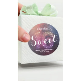 Pegatina Redonda Dulce cumpleaños número 16 Gracias Estrellas Const