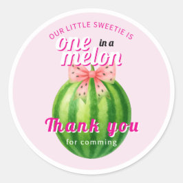 Pegatina Redonda Dulce Cumpleaños Número Uno de Melón