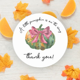 Pegatina Redonda Dulce de calabaza otoño baby shower - Gracias