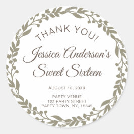 Pegatina Redonda Dulce De Flor Rústica Dulce Gracias