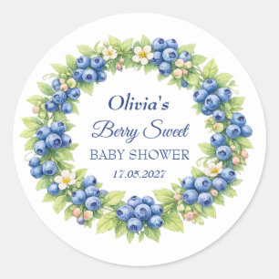 Pegatina Redonda Dulce de Frutas Baby Shower Niño Niña Blueberry