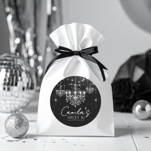 Pegatina Redonda Dulce de Hollywood B & W Chandelier 16 ID1108