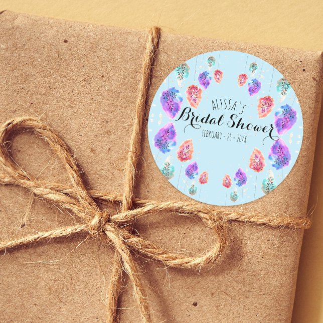 Pegatina Redonda Dulce Despedida de Soltera Boho Pastel con Follaje (Subido por el creador)