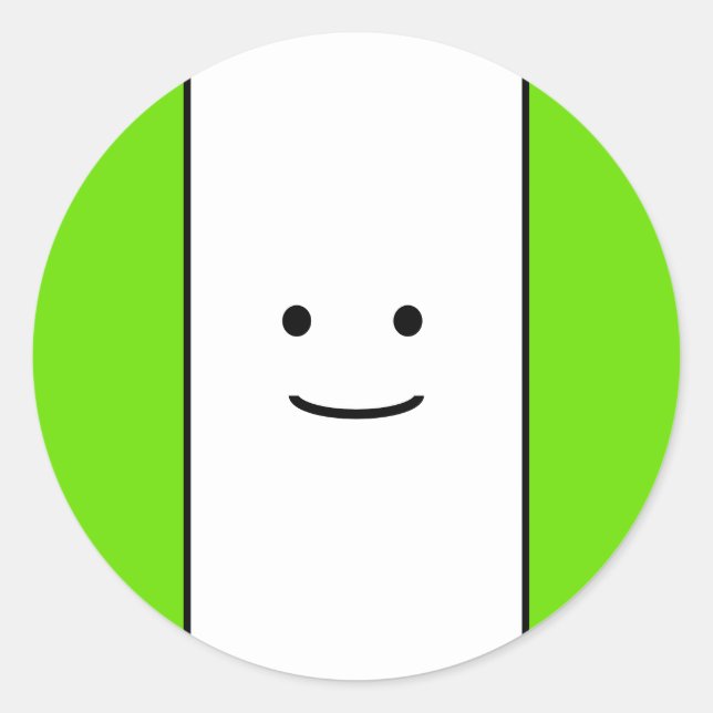 Pegatina Redonda Dulce Diversión Sonriente Cara Brillante Borde Ver (Anverso)