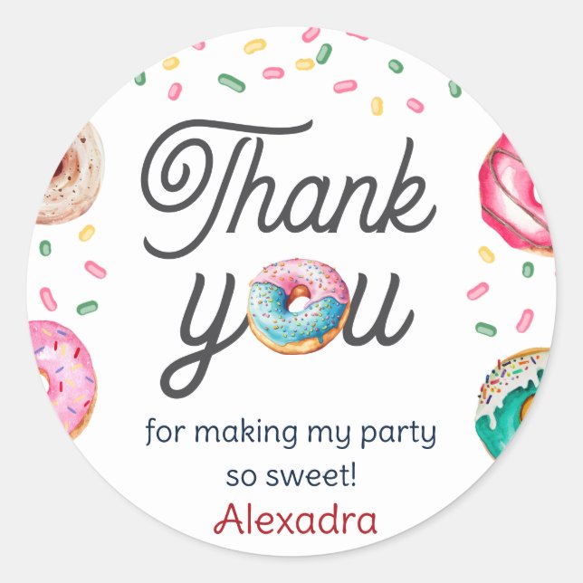 Pegatina Redonda Dulce ducha de bebé de un cumpleaños (Anverso)