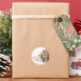 Pegatina Redonda Dulce dulce Candy Canes Feliz Navidad