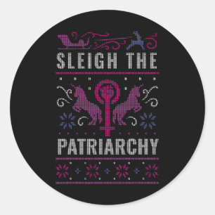 Pegatina Redonda Dulce el patriarcado Feminista Navidades Feo