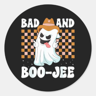 Pegatina Redonda Dulce Fantasma Boujee Malo Y Boo-Jee Halloween