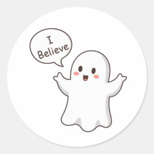 Pegatina Redonda Dulce Fantasma Creo Dibujo Animado