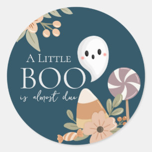 Pegatina Redonda Dulce Fantasma Cumpleaños de Bebé Boho Halloween A