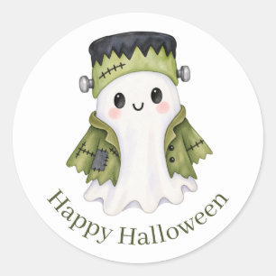 Pegatina Redonda Dulce Fantasma de Frankenstein Halloween Espeluz