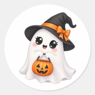 Pegatina Redonda Dulce fantasma de Halloween