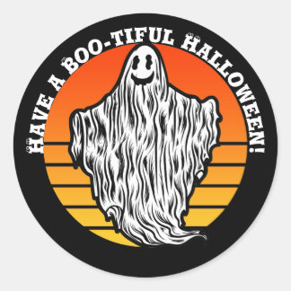 Pegatina Redonda Dulce Fantasma de Halloween Tiene un Retro Vintage