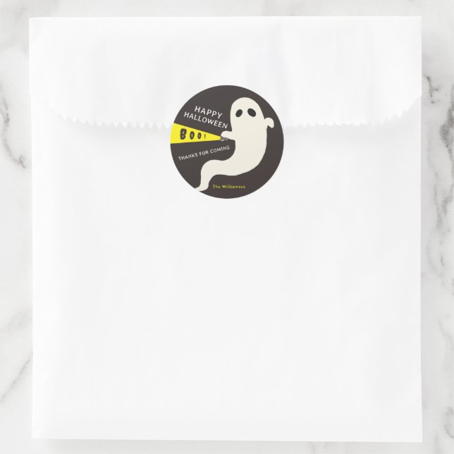 Pegatina Redonda Dulce fantasma de linterna Favor de feliz Hallowee (Bolso)
