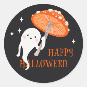 Pegatina Redonda Dulce Fantasma Feliz Halloween