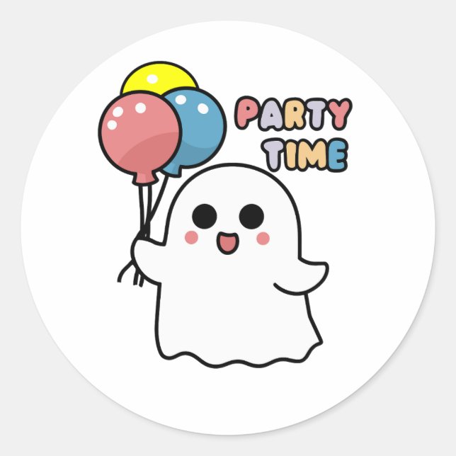 Pegatina Redonda Dulce fantasma listo para el Fiesta (Anverso)