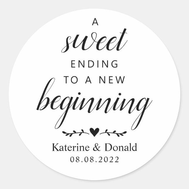 Pegatina Redonda Dulce Final A Un Nuevo Comienzo Clásico De Ronda S (Anverso)