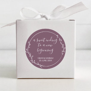 Pegatina Redonda Dulce final nuevo comienzo Fig Boda púrpura