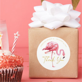 Pegatina Redonda Dulce Flamingo Tropical 16 Gracias ID922