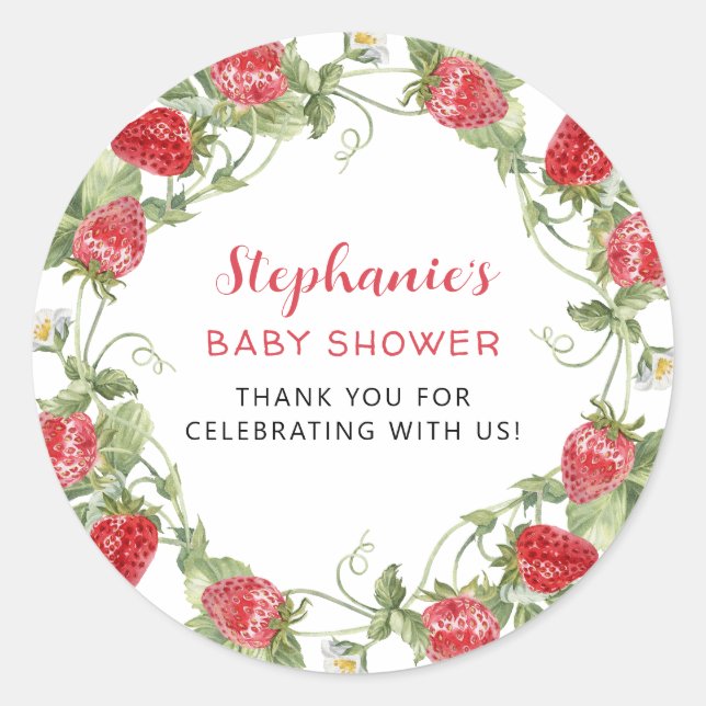 Pegatina Redonda Dulce Fresa Gracias (Anverso)