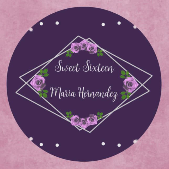 Pegatina Redonda Dulce geométrico morado Rosa plateado 16 (Subido por el creador)