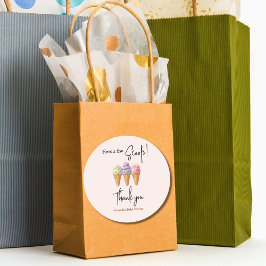 Pegatina Redonda Dulce helado verano aquí Scoop Baby Shower