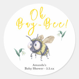 Pegatina Redonda Dulce Lluvia de Bebé Abeja