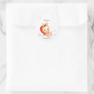 Pegatina Redonda Dulce Lluvia de Flor de Manzano Baby Shower