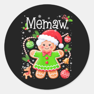 Pegatina Redonda Dulce Memaw Familia de Pan de Jengibre Navidad