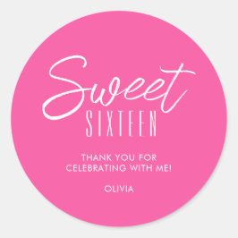 Pegatina Redonda Dulce moderno Dieciséis chicas rosados calientes 1