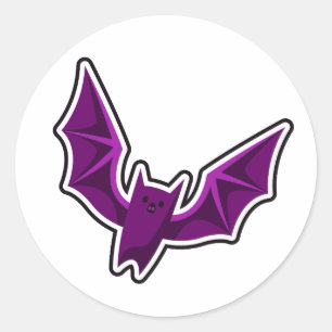 Pegatina Redonda Dulce Murciélago Morado Volador Espeluznante Hallo